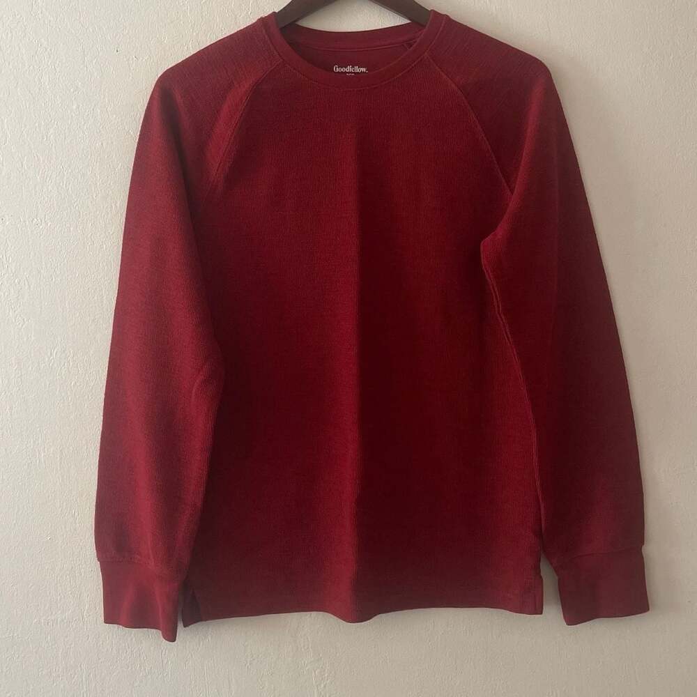 Goodfellow & Co Men's Maroon Waffle Knit Thermal Long Sleeve Shirt, Size M